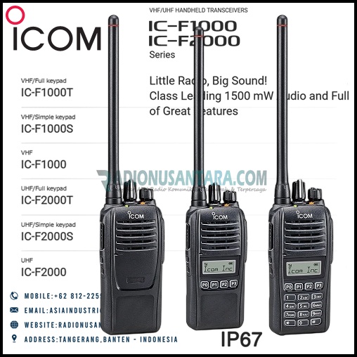 ICOM IC-F1000/F2000 VHF/UHF Handheld Transceivers